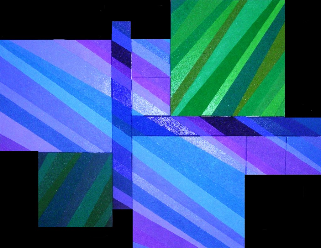 In Bewegung I (linear)   |   2011  |  Acryl, Mohn, Senf, Sande |  montiert aus 10 Teilbildern  |  170x130 cm